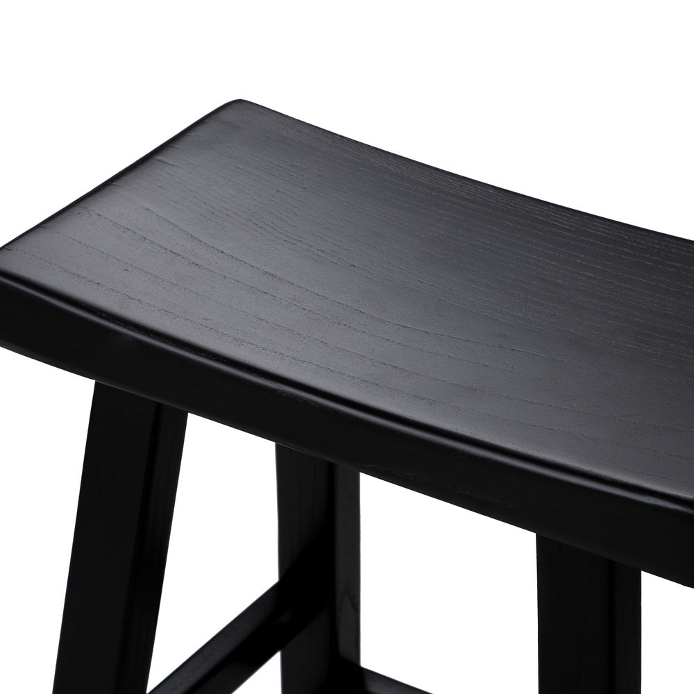 Oikiture 2X Bar Stools Wooden Counter Chairs Black