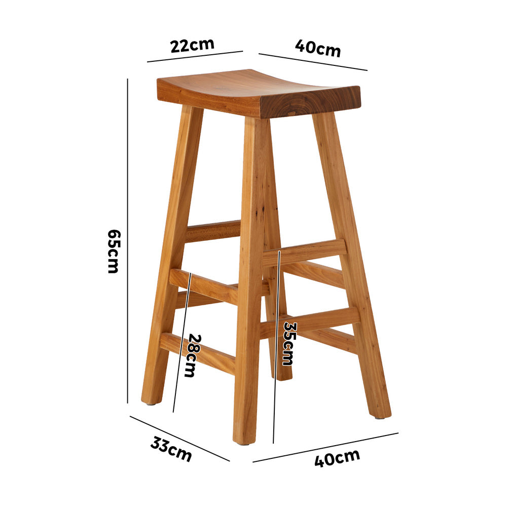 Oikiture Set of 4 Bar Stools Wooden Counter Chairs Natural