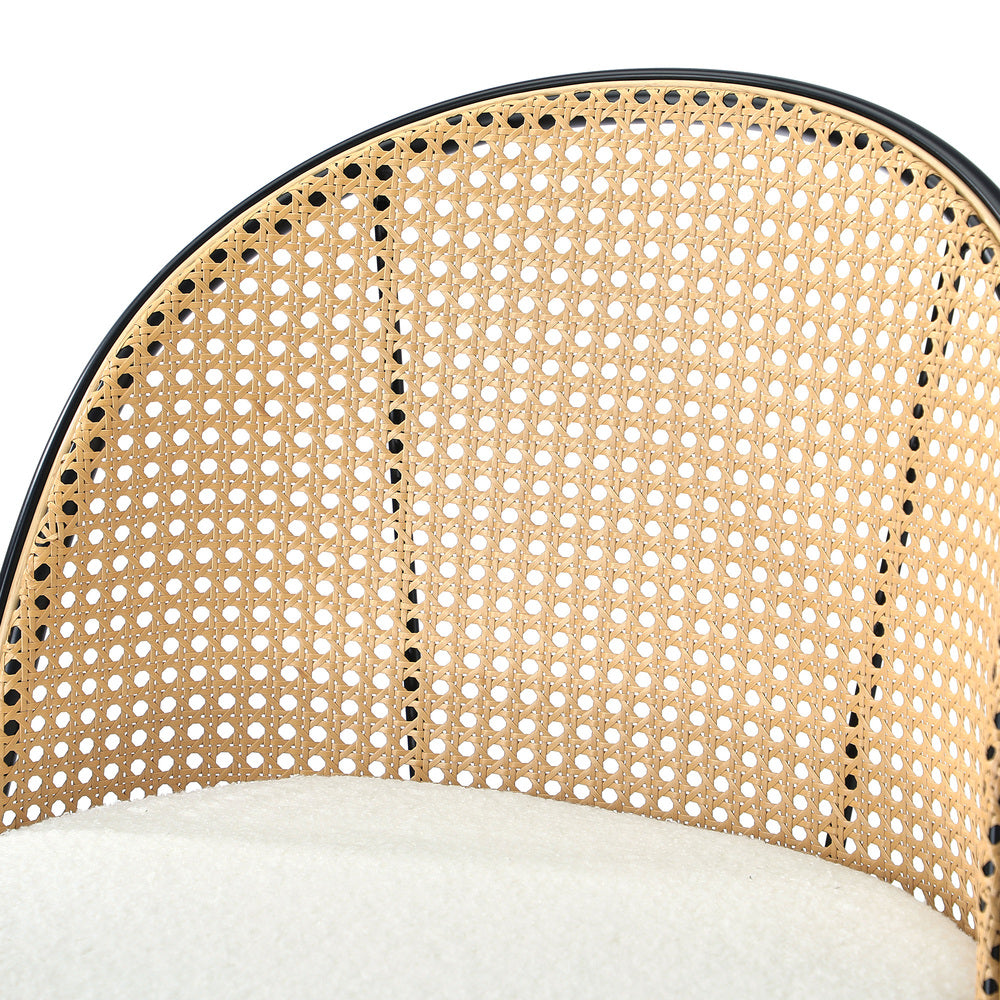 Oikiture 2x Bar Stools Kitchen Counter Stool Rattan Boucle Fabric