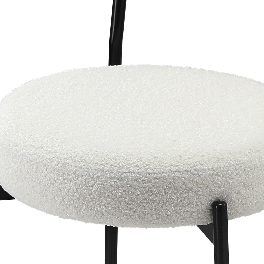 Oikiture 2x Bar Stools Kitchen Dining Stool Boucle Fabric White
