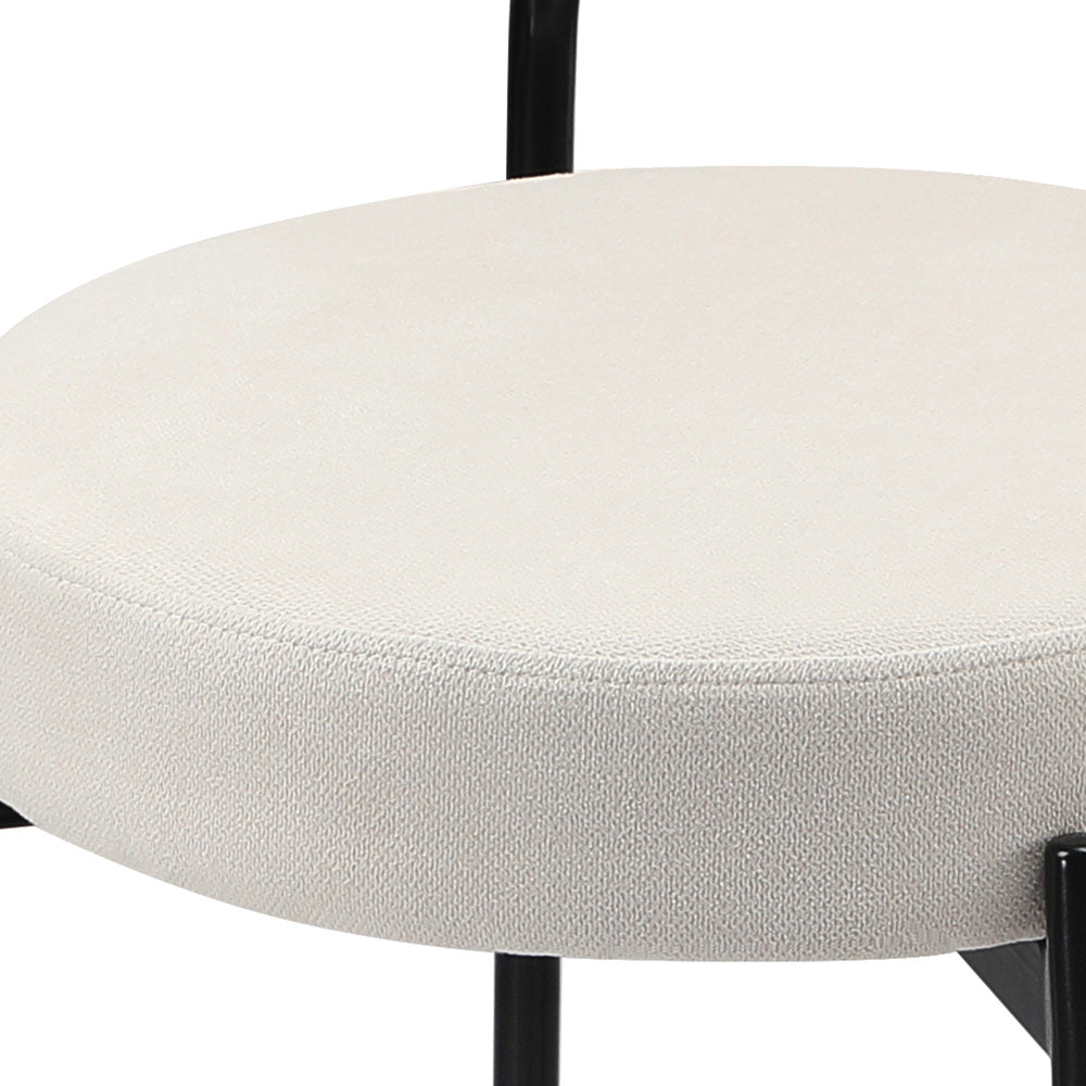 Oikiture 2x Bar Stools Polyester Linen Fabric Beige