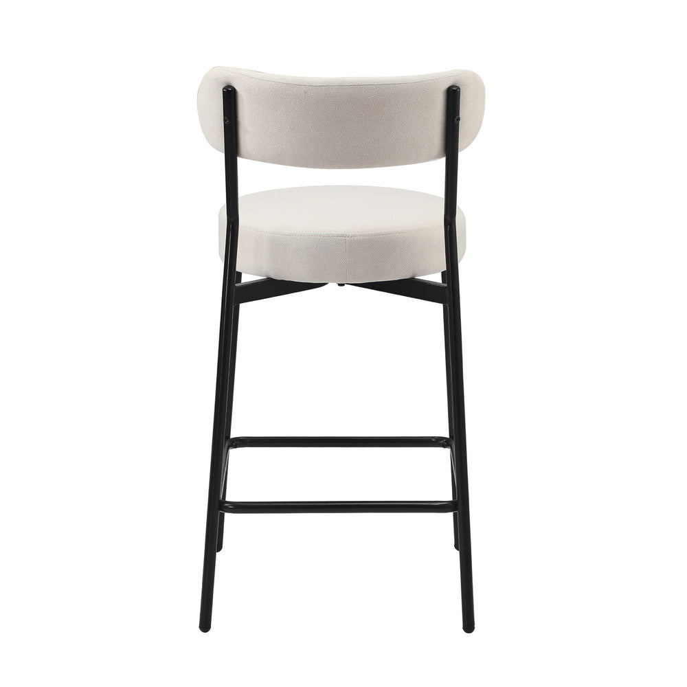 Oikiture 4x Bar Stools Polyester Linen Fabric Beige