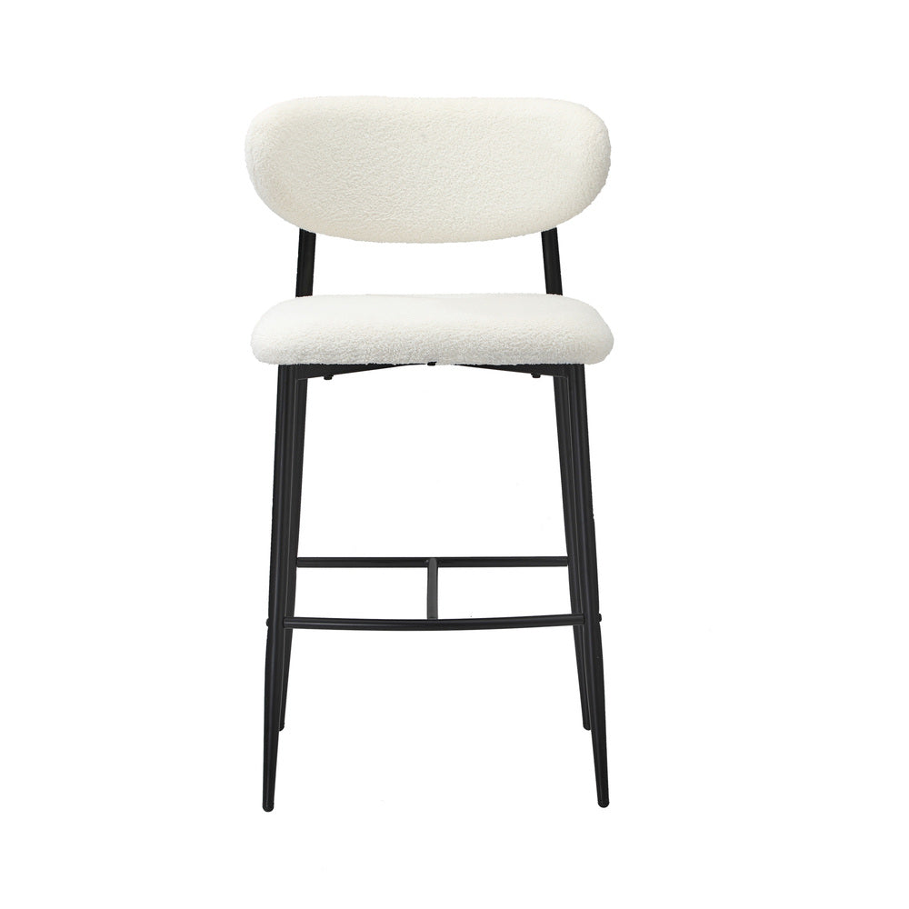 Oikiture 4x Bar Stools Boucle Fabric Black and White