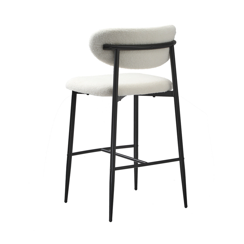 Oikiture 4x Bar Stools Boucle Fabric Black and White