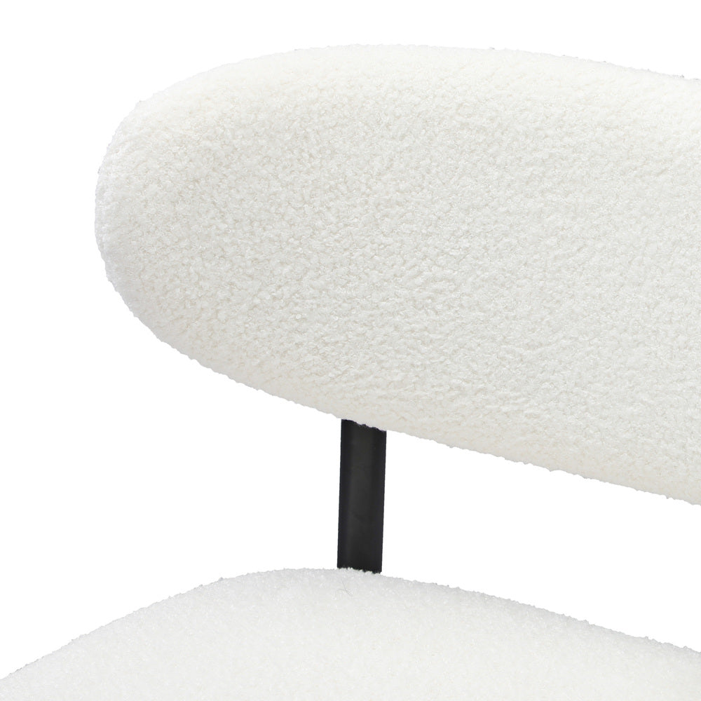 Oikiture 4x Bar Stools Boucle Fabric Black and White