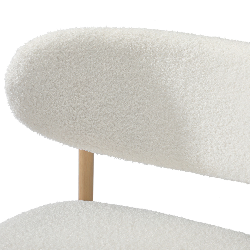 Oikiture 2x Bar Stools Boucle Fabric Natural White
