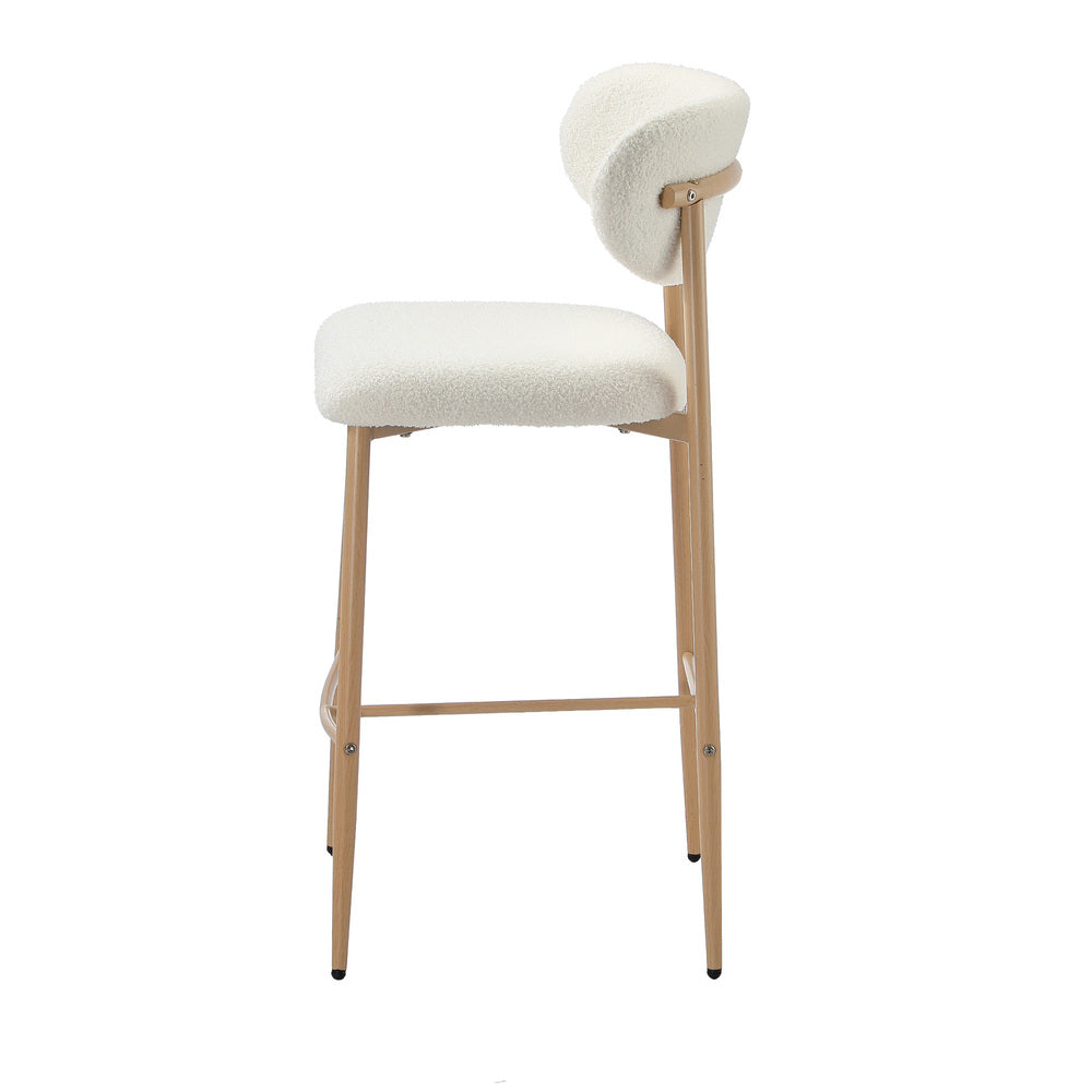 Oikiture 4x Bar Stools Boucle Fabric Natural White