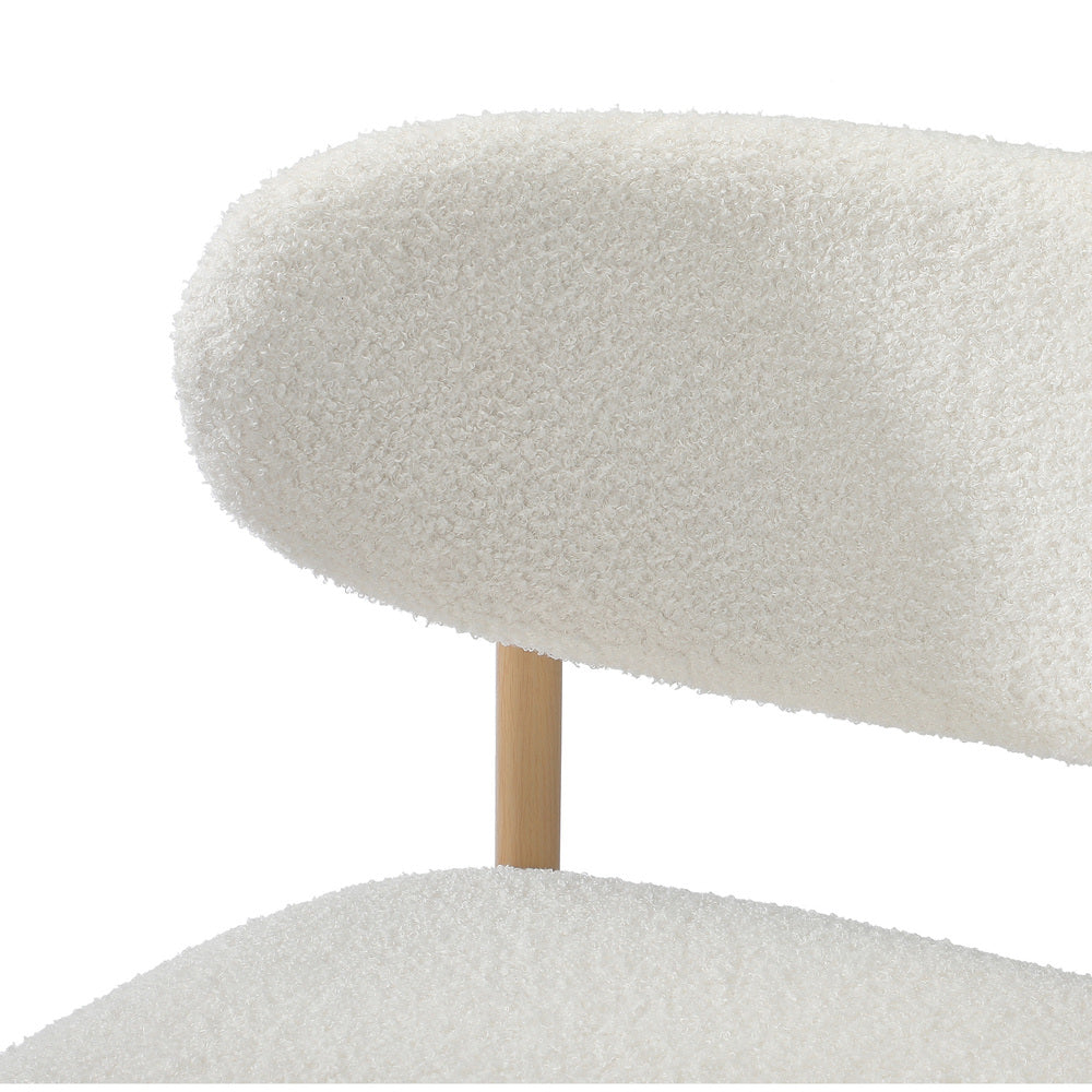 Oikiture 4x Bar Stools Boucle Fabric Natural White