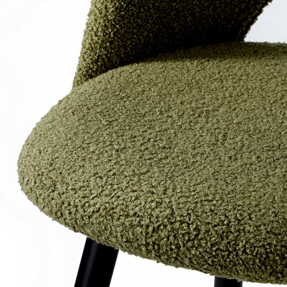 Oikiture 4x Bar Stools Kitchen Counter Stool Boucle Green HORN