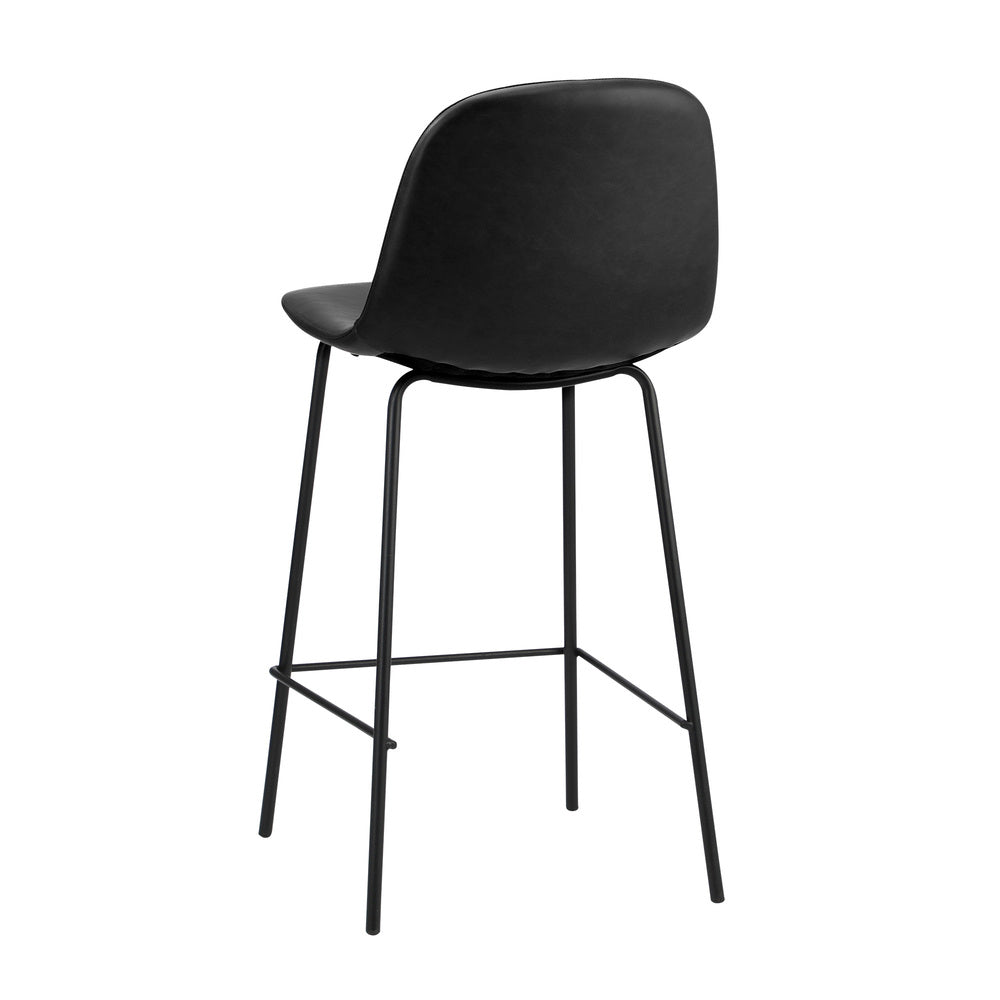 Oikiture 2x Bar Stools Kitchen Dining Chair PU Leather Black