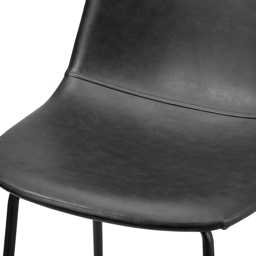 Oikiture 2x Bar Stools Kitchen Dining Chair PU Leather Black