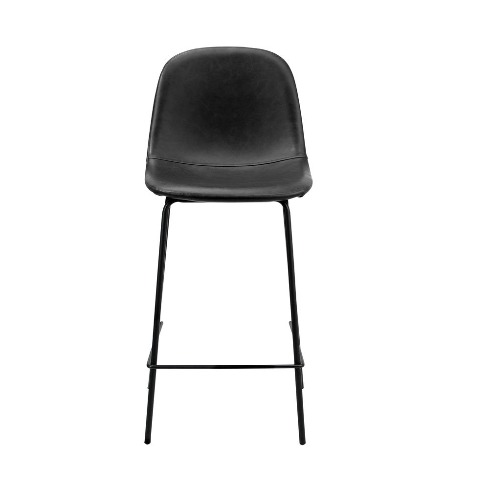 Oikiture 4x Bar Stools Kitchen Dining Chair PU Leather Black