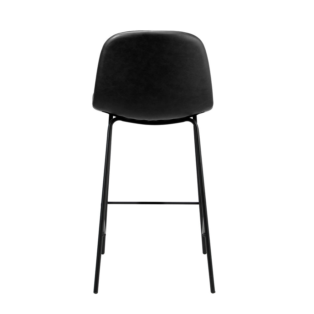 Oikiture 4x Bar Stools Kitchen Dining Chair PU Leather Black