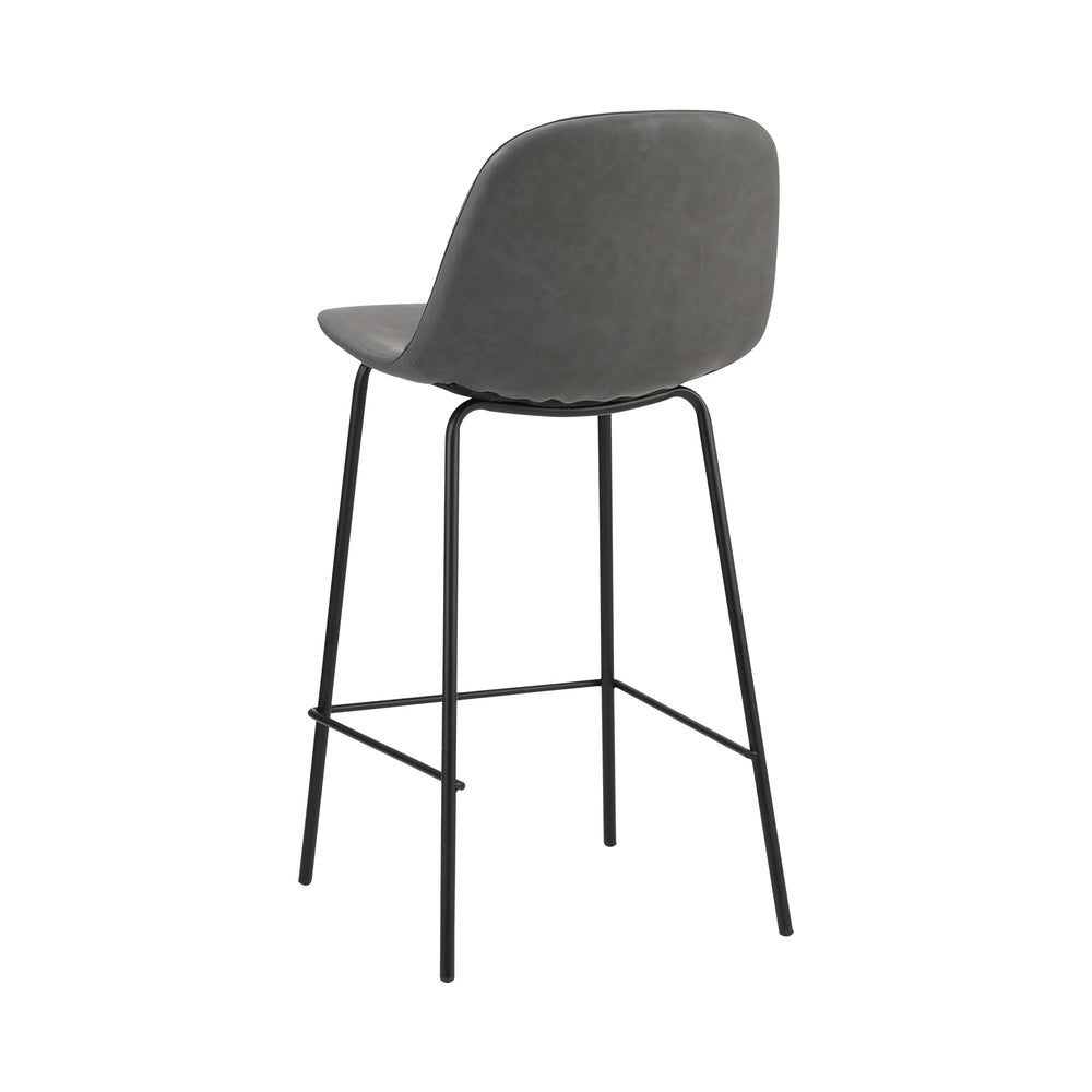 Oikiture 2x Bar Stools Kitchen Dining Chair PU Leather Grey