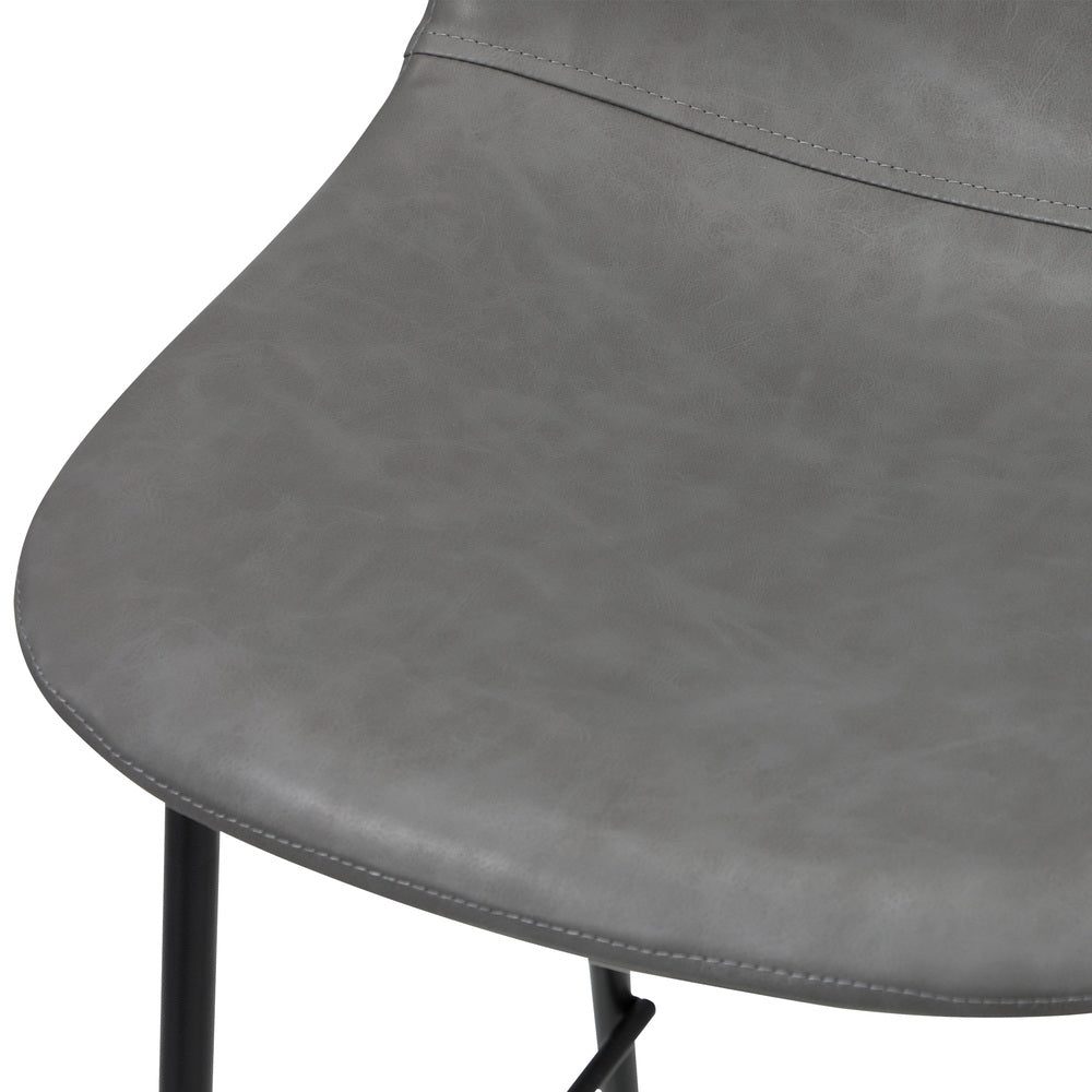 Oikiture 2x Bar Stools Kitchen Dining Chair PU Leather Grey