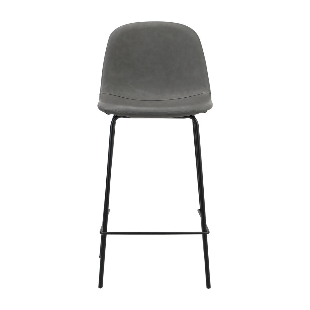 Oikiture 4x Bar Stools Kitchen Dining Chair PU Leather Grey
