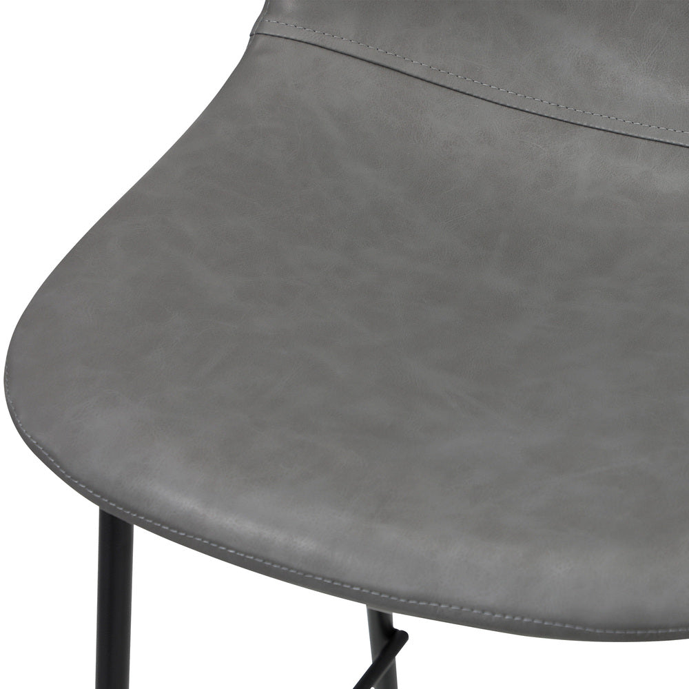Oikiture 4x Bar Stools Kitchen Dining Chair PU Leather Grey