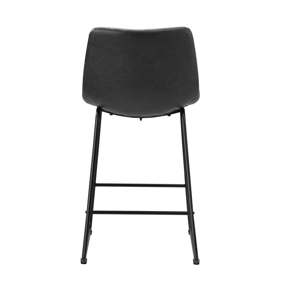 Oikiture 2x Bar Stools Steel Stool Modern Grey