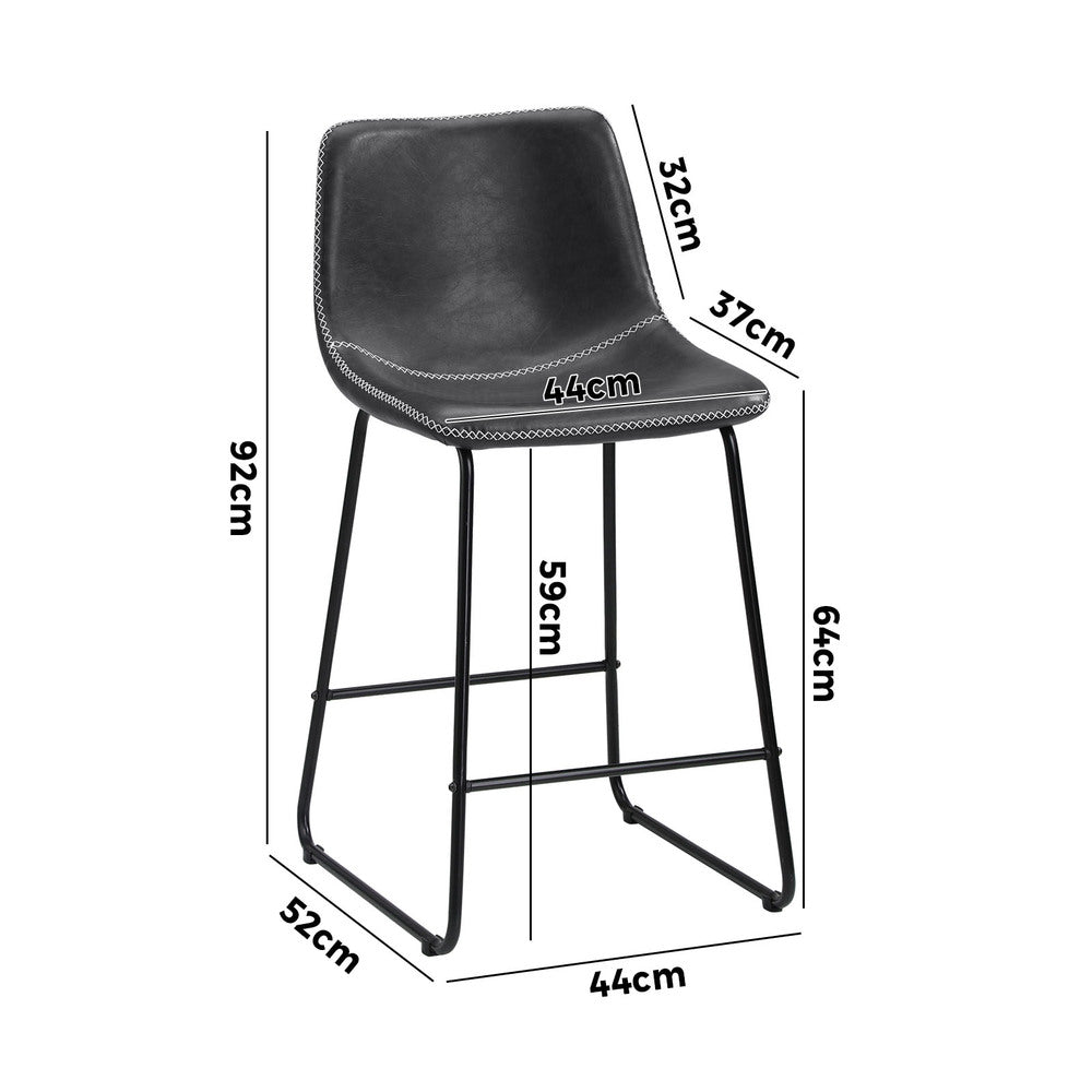 Oikiture 2x Bar Stools Steel Stool Modern Grey