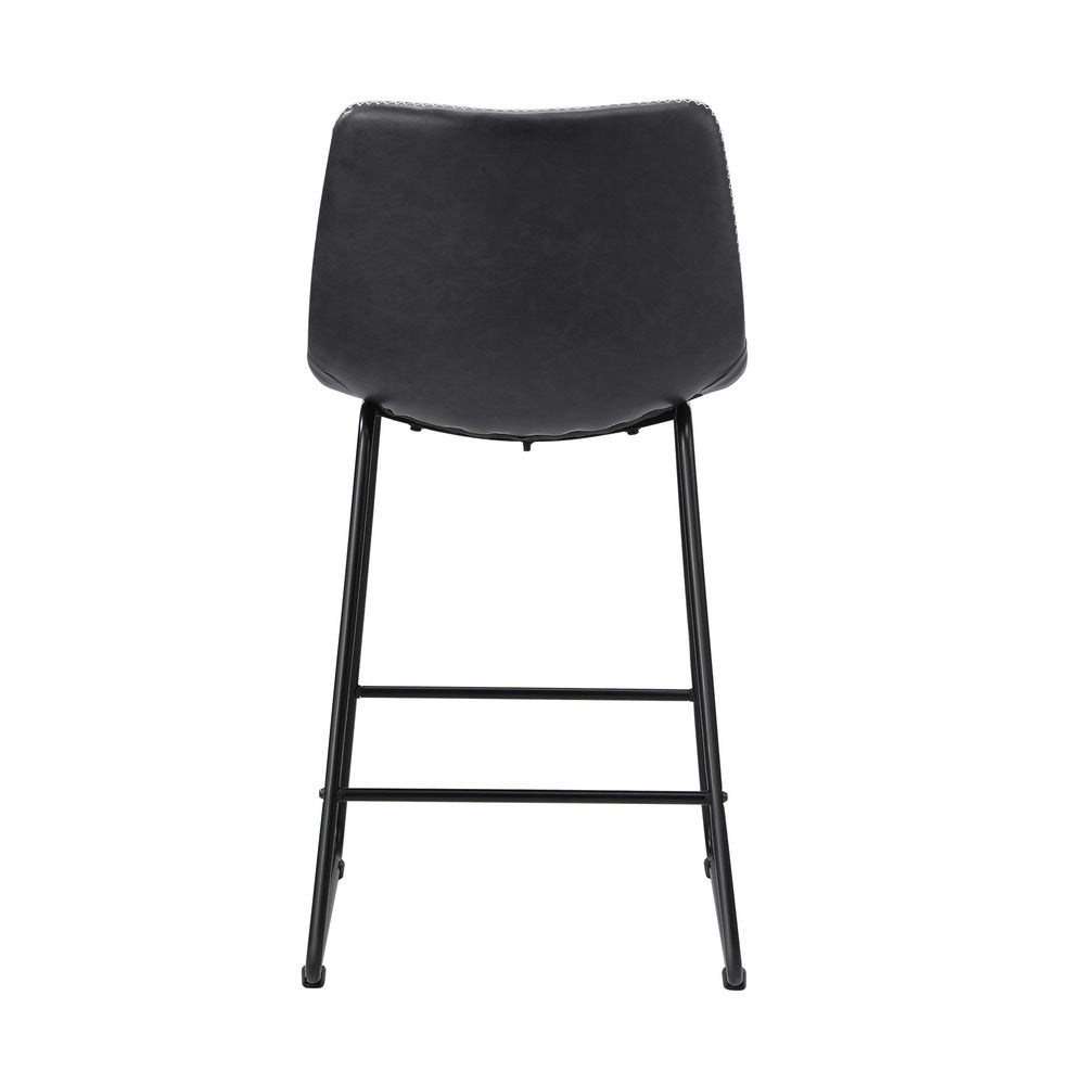 Oikiture 4x Bar Stools Kitchen Stool Metal Leather Grey