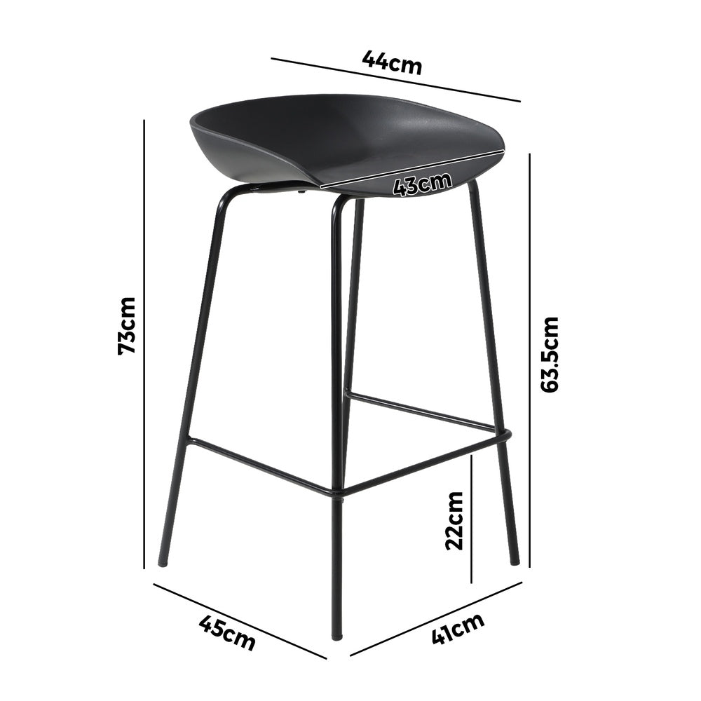 Oikiture 2x Kitchen Bar Stools Dinning Chairs Metal Black