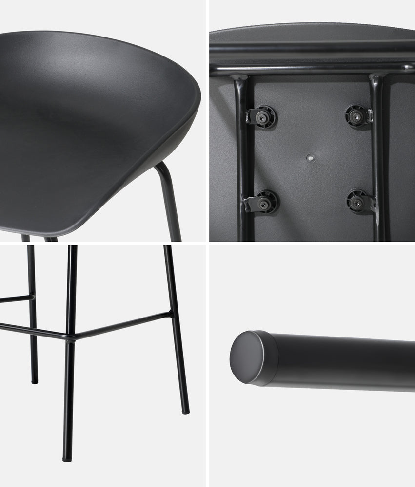 Oikiture 2x Kitchen Bar Stools Dinning Chairs Metal Black