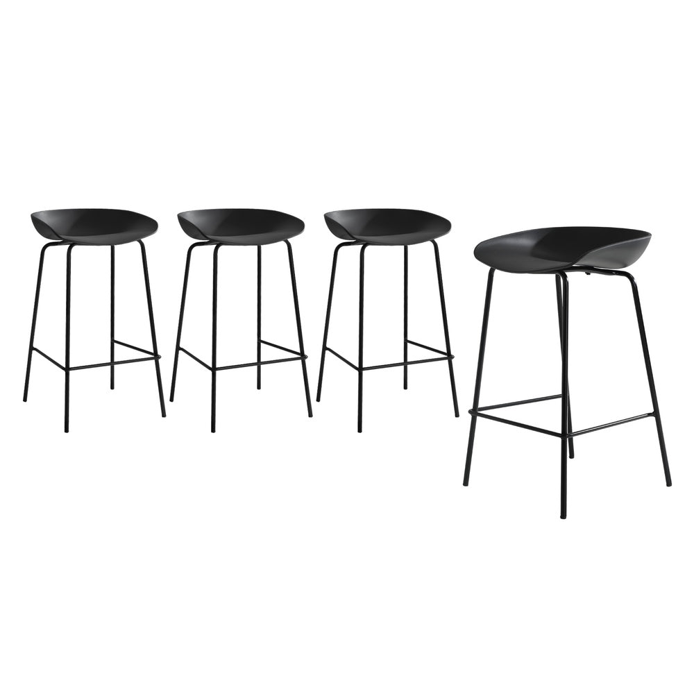 Oikiture Set of 4 Kitchen Bar Stools Metal Black