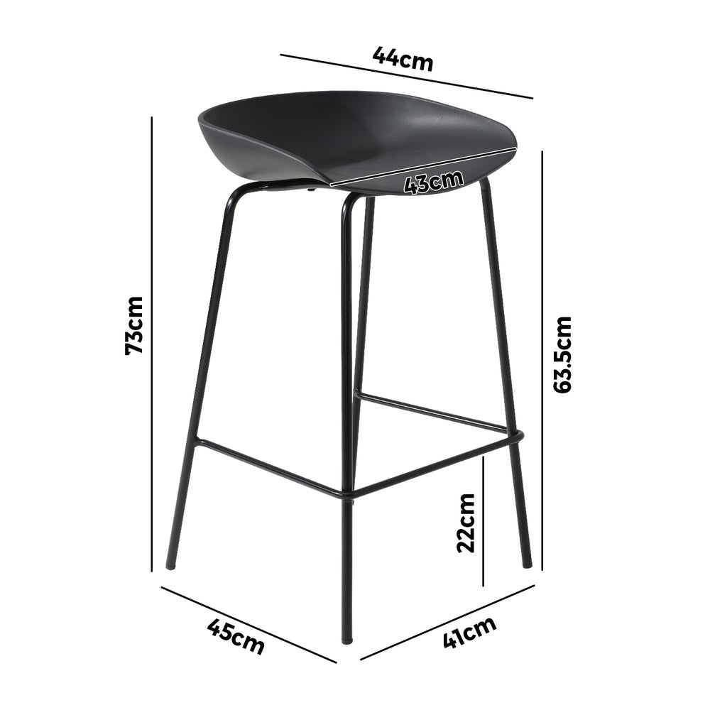 Oikiture Set of 4 Kitchen Bar Stools Metal Black