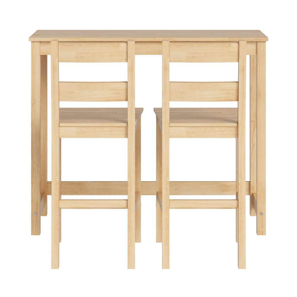 Oikiture 3PCS Bar Table Set Cafe Tables and 2 Stools Natural