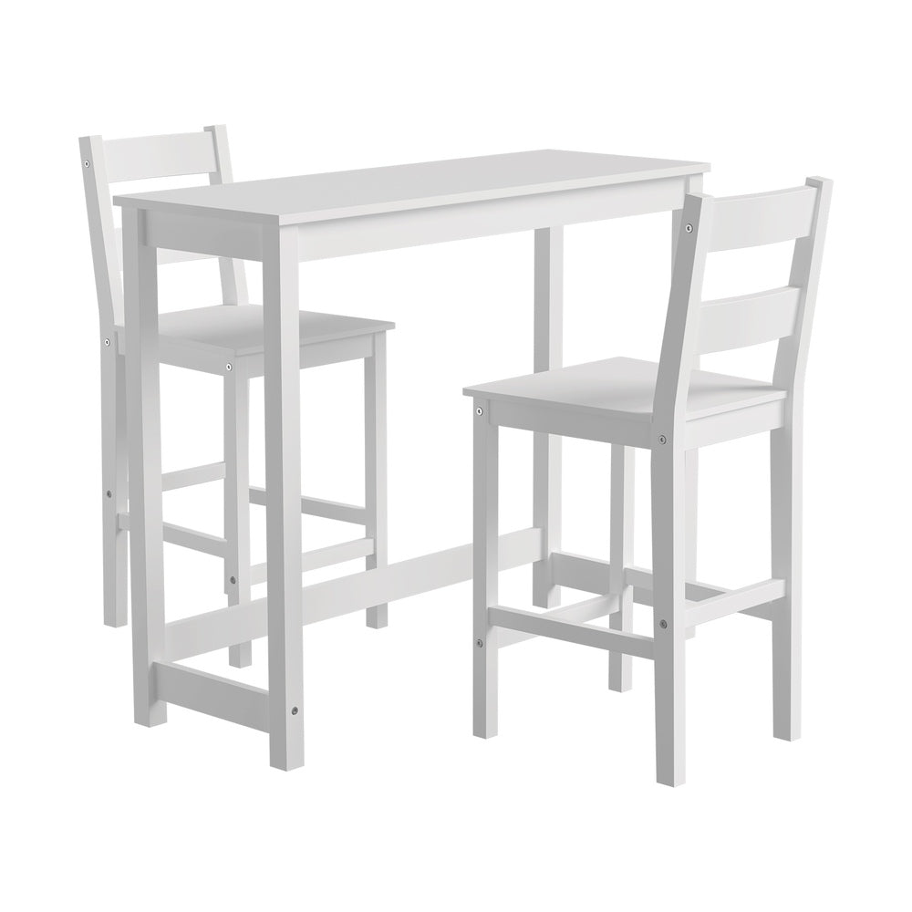 Oikiture 3PCS Bar Table Set Cafe Tables and 2 Stools White