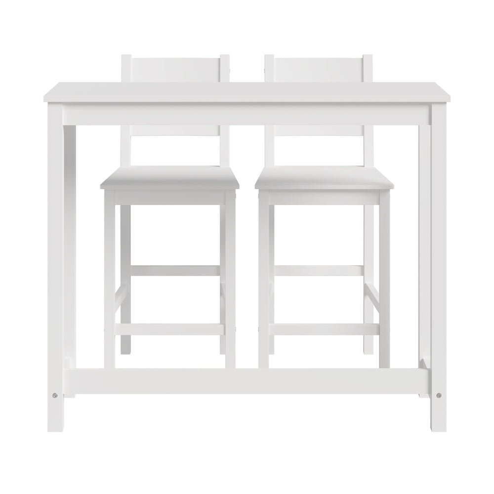Oikiture 3PCS Bar Table Set Cafe Tables and 2 Stools White
