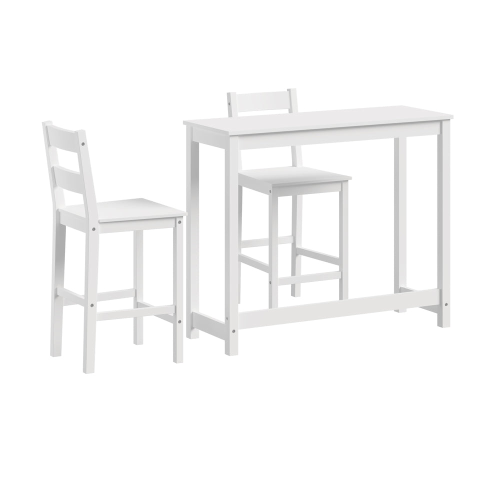 Oikiture 3PCS Bar Table Set Cafe Tables and 2 Stools White