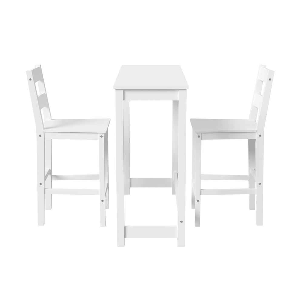 Oikiture 3PCS Bar Table Set Cafe Tables and 2 Stools White