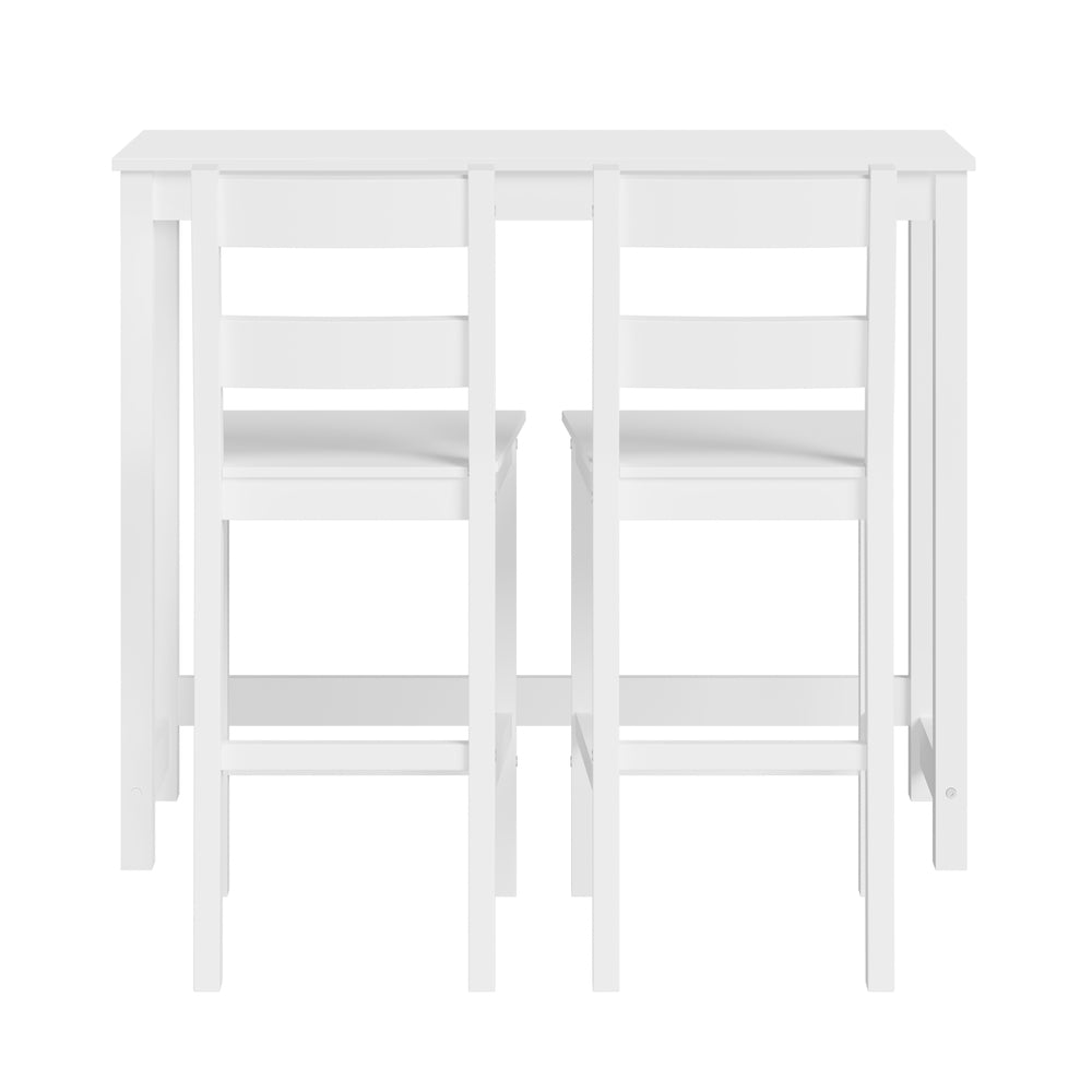 Oikiture 3PCS Bar Table Set Cafe Tables and 2 Stools White