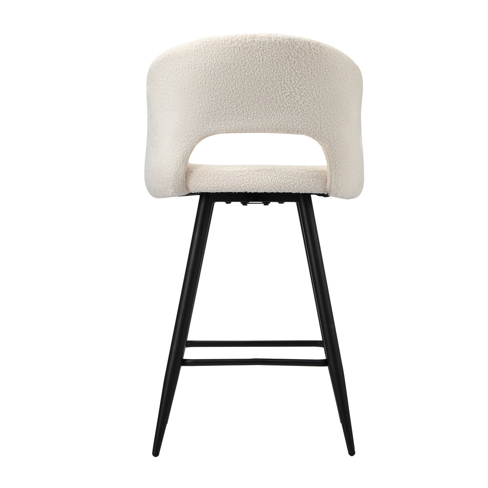 Oikiture 2x Bar Stools Kitchen Dining Chair Boucle White SURA