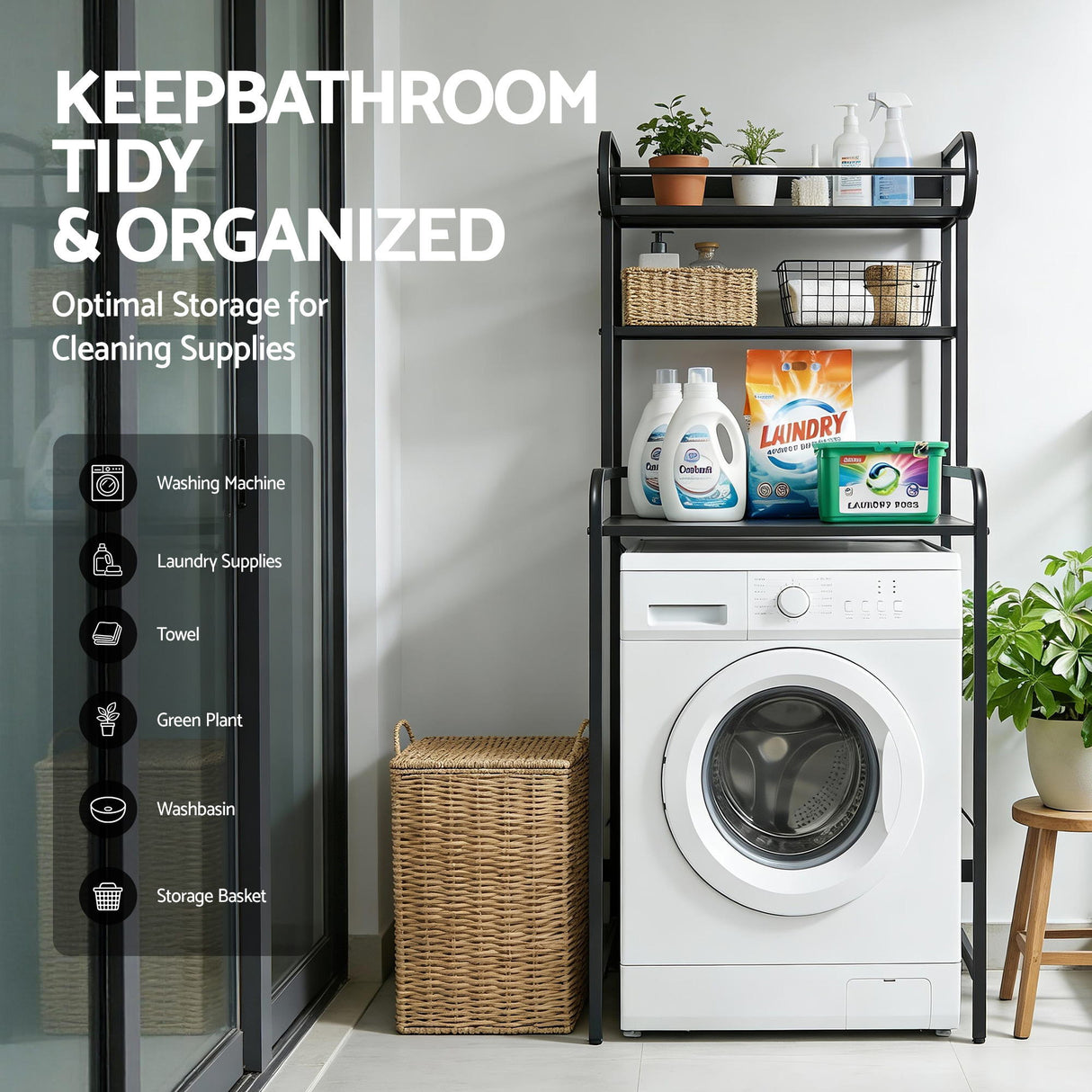 Artiss Bathroom Storage Shelf Over Washing Machine Toilet 3 Tier