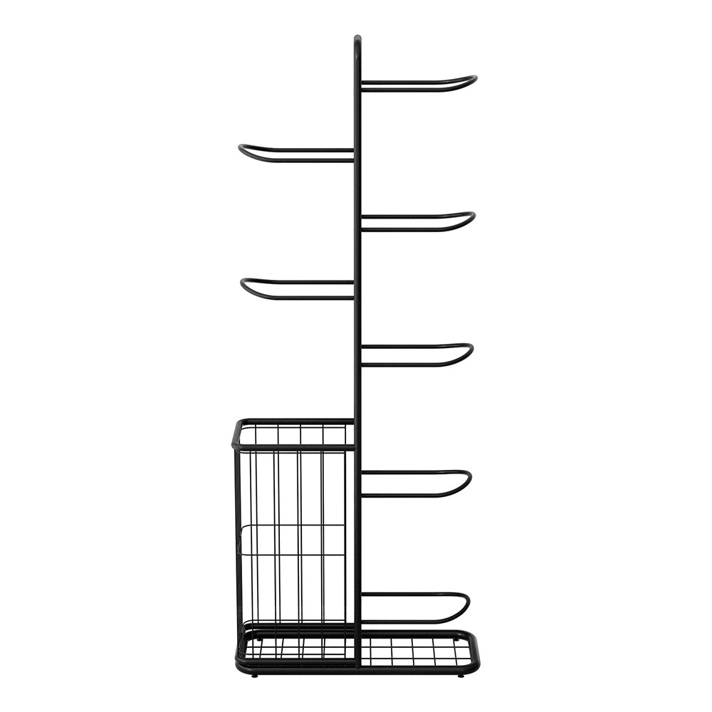 Everfit Ball Storage Rack Sports Equipment Organizer 7-Tier with Basket for Garage Gym Black