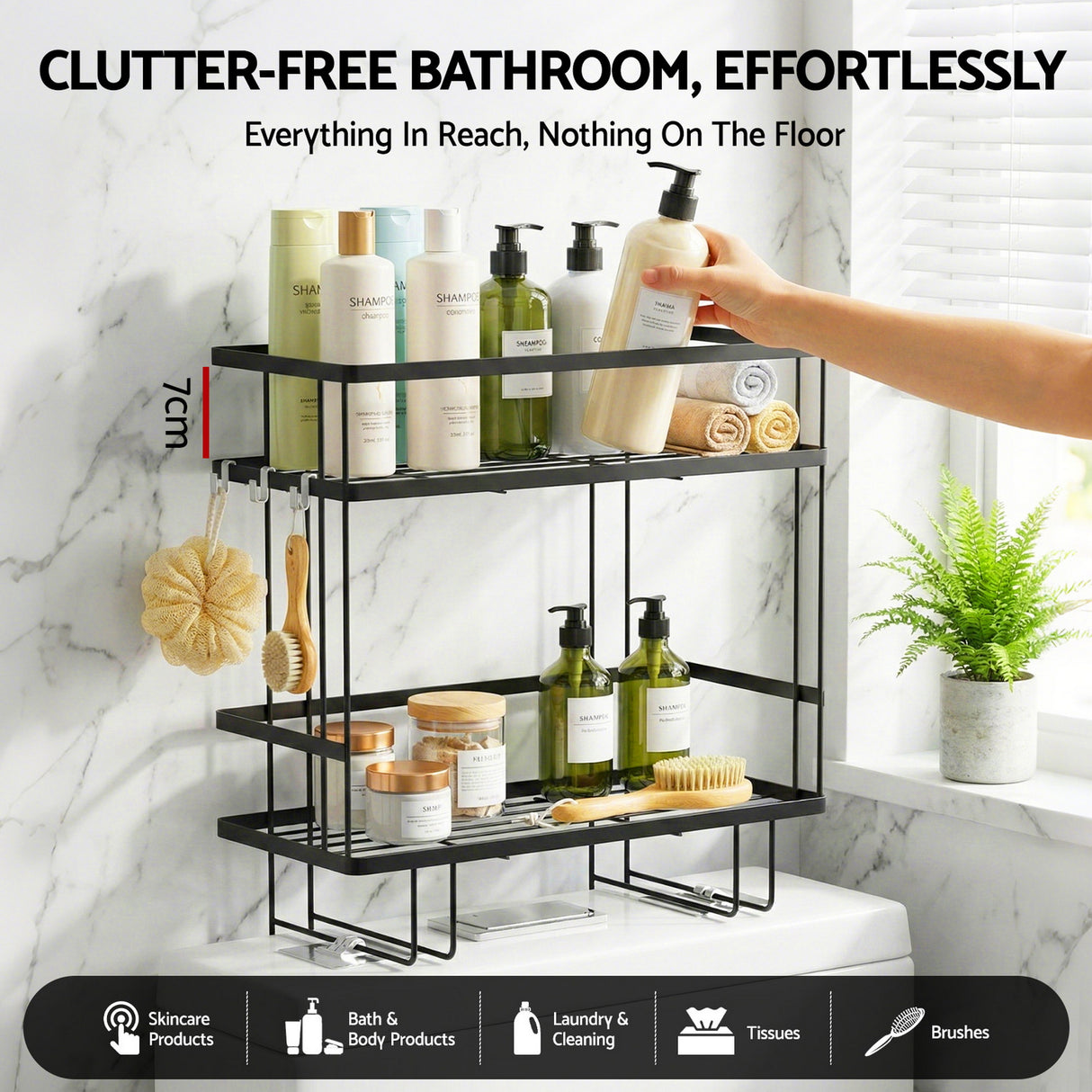 Artiss Over Toilet Storage Rack Bathroom Shelf Organizer 2 Tier
