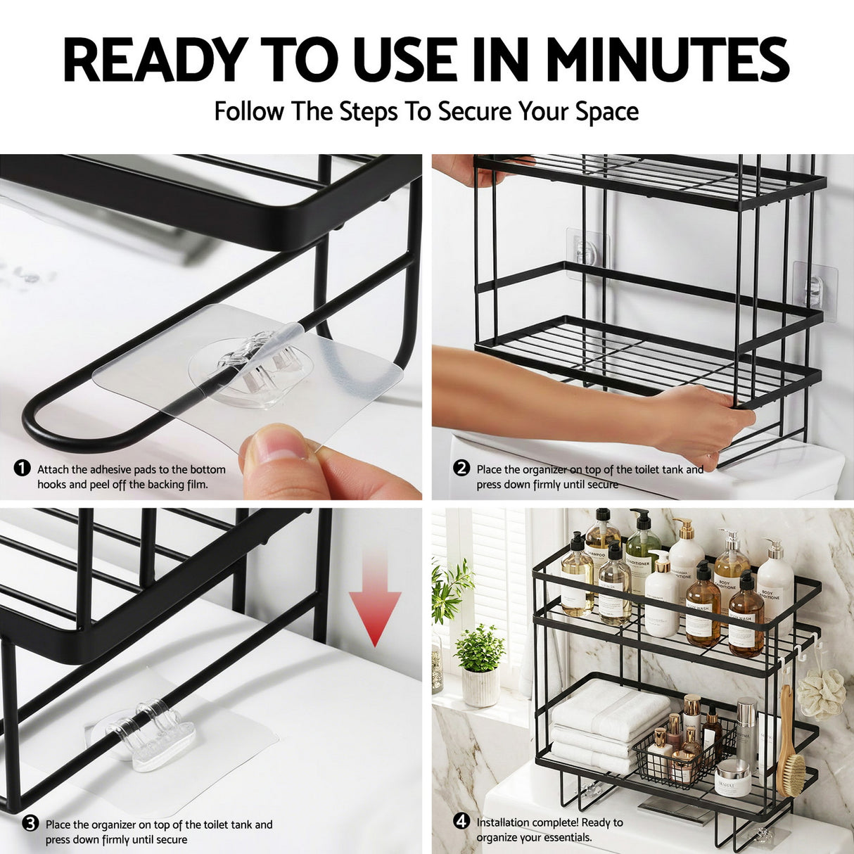 Artiss Over Toilet Storage Rack Bathroom Shelf Organizer 2 Tier