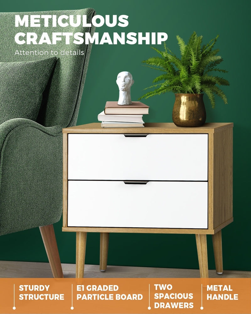 Oikiture Bedside Tables Set of 2 Side Table