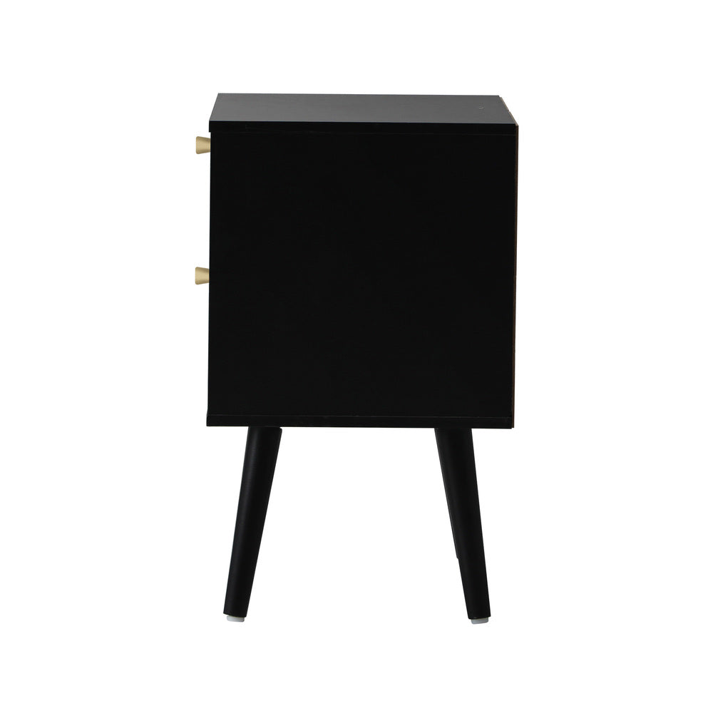 Oikiture Bedside Table 2 Drawers Storage Cabinet Rattan