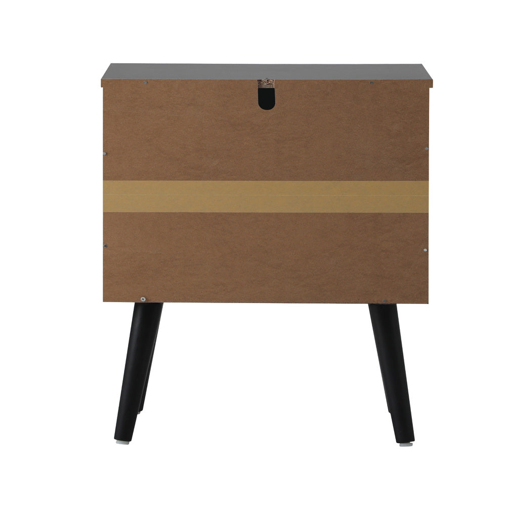 Oikiture Bedside Table 2 Drawers Storage Cabinet Rattan
