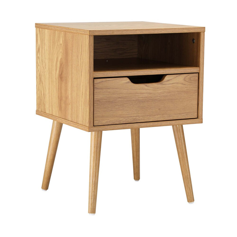 Oikiture Bedside Tables Set of 2 Wood