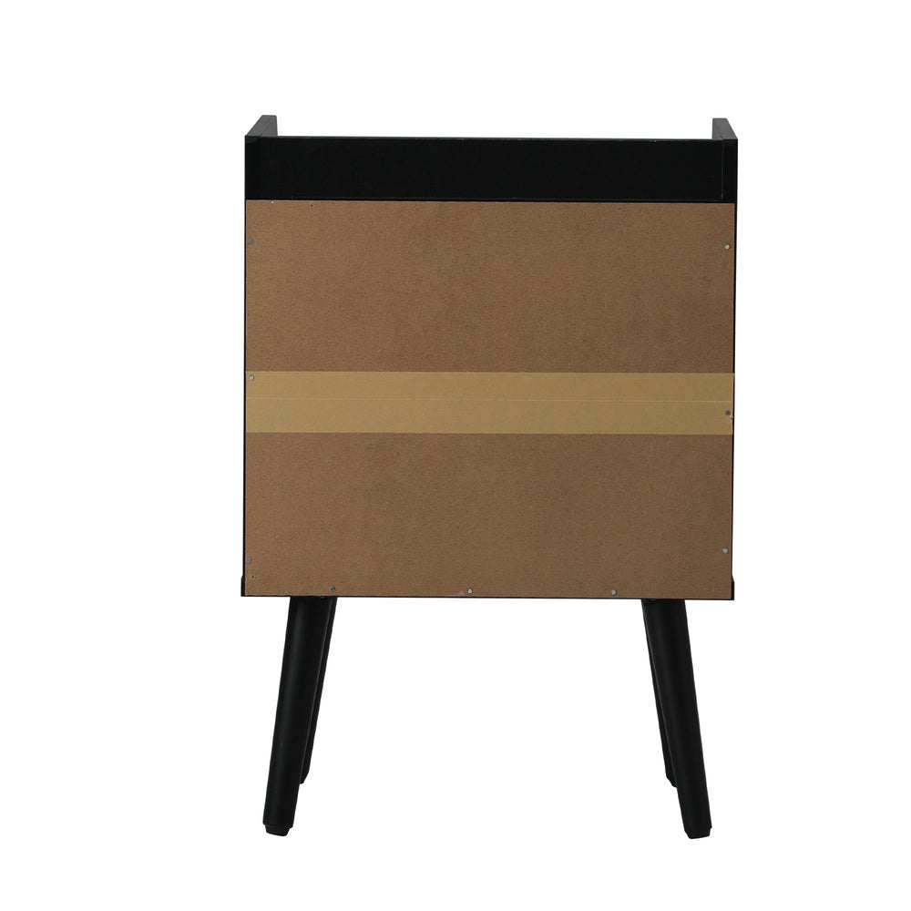 Oikiture Bedside Table Drawer Side End Table Rattan