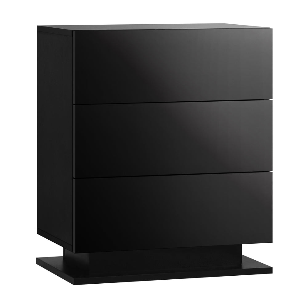 Oikiture Bedside Tables Set of 2 LED Nightstand 3 Drawers
