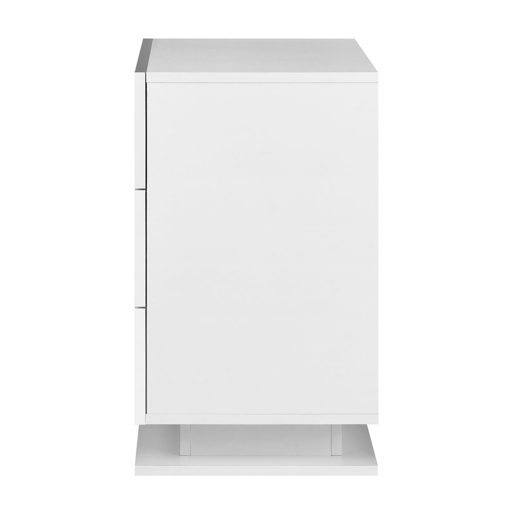 Oikiture LED Bedside Table RGB 3 Drawers White