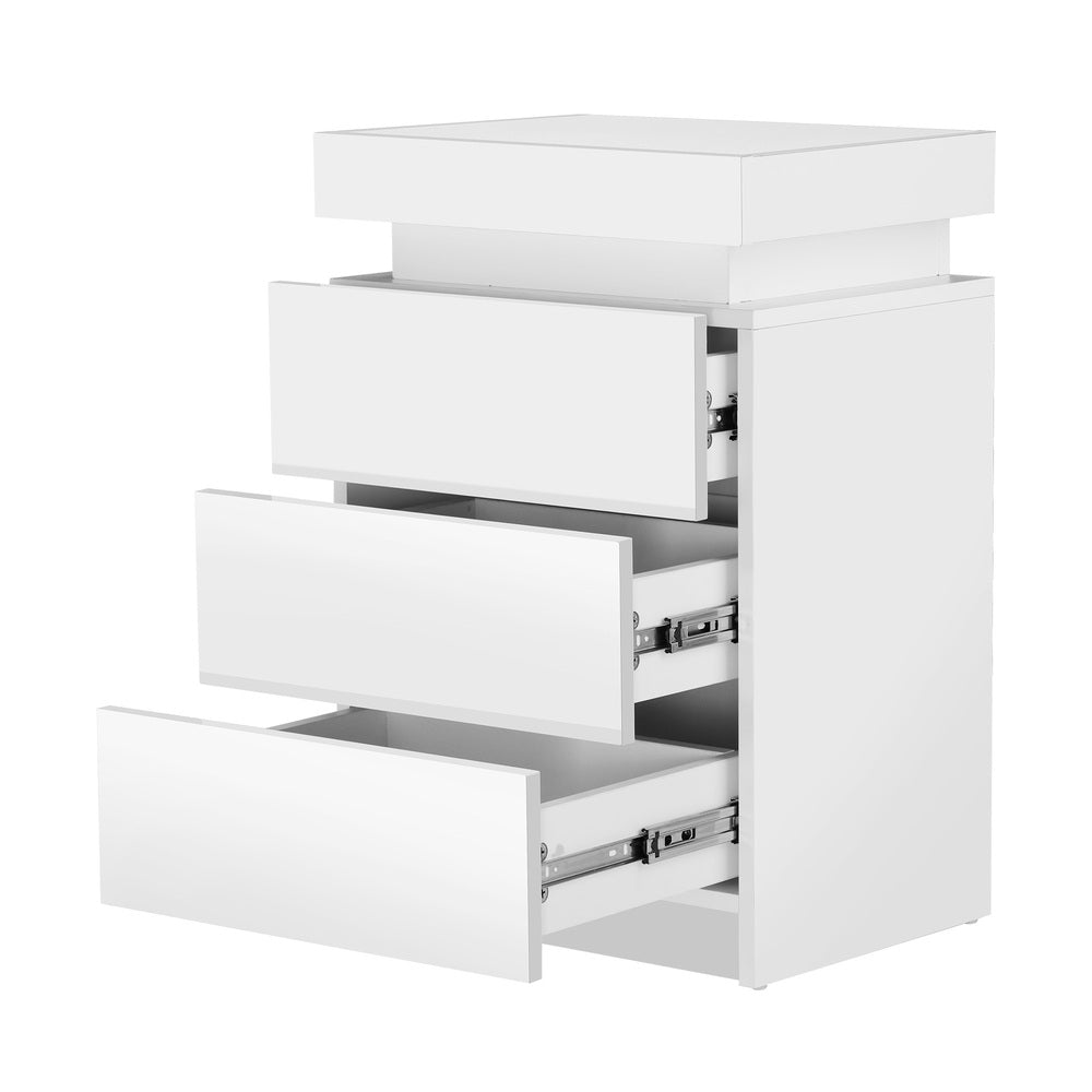Oikiture Bedside Tables Set of 2 LED Nightstand White