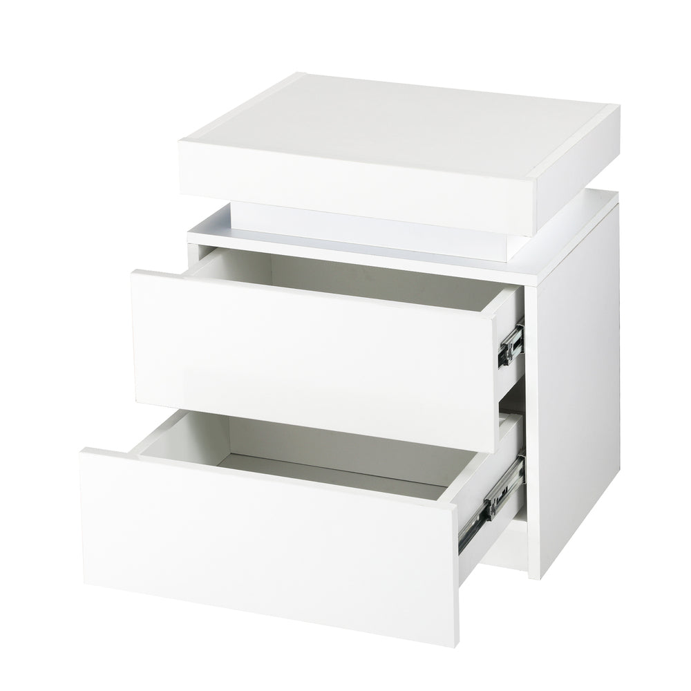 Oikiture Bedside Tables Set of 2 LED White