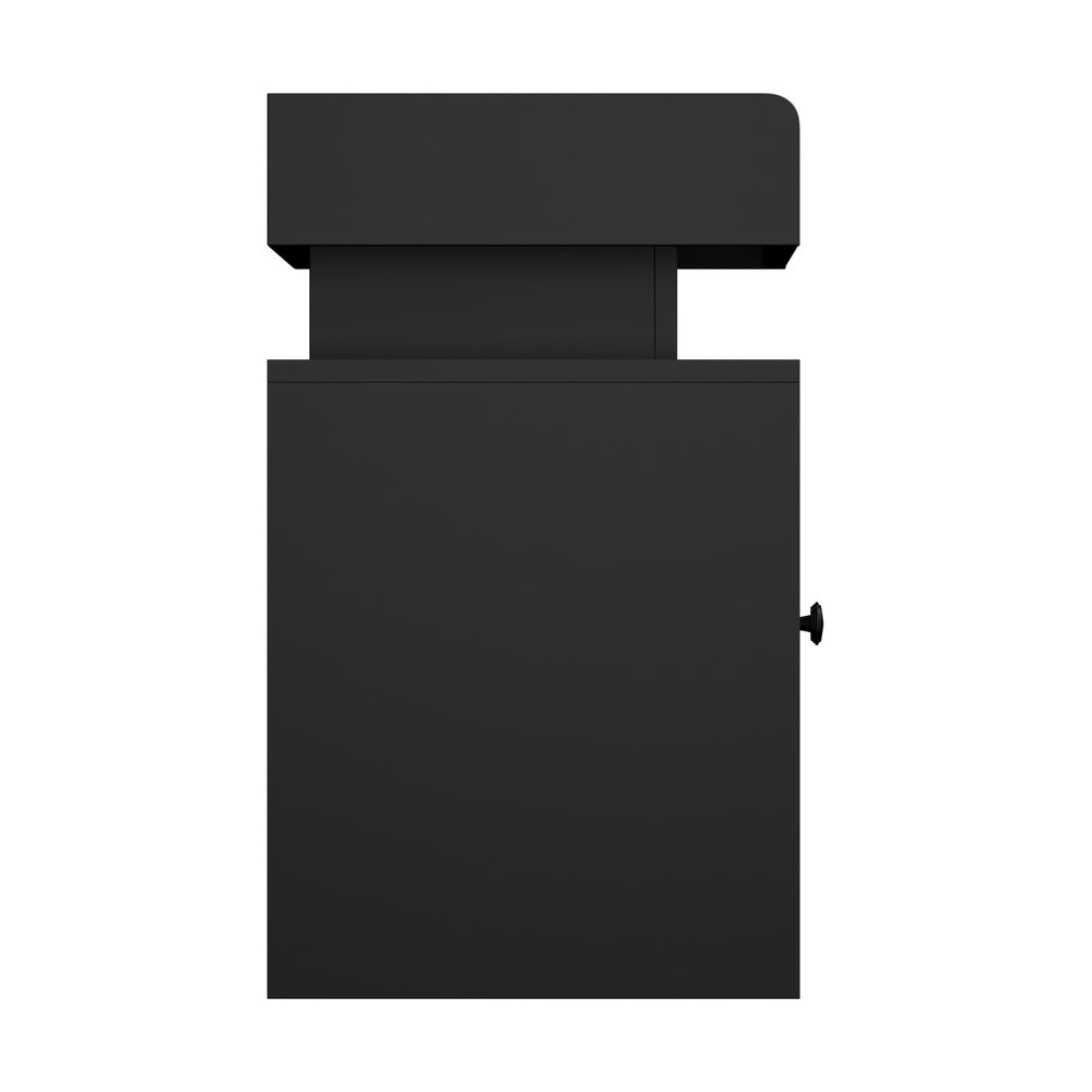 Oikiture 2x LED Bedside Table USB Charging Station Black