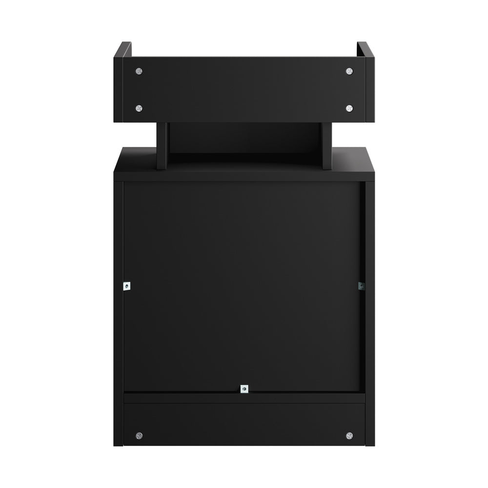 Oikiture 2x LED Bedside Table USB Charging Station Black